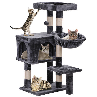 #ad 36quot; Cat Tree Cat Tower Scratching Posts Cat Condo w Hammock for Indoor Cats Gray $35.58