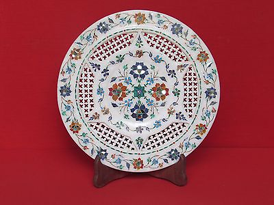 #ad Handmade Marble Plate Inlay Work Handmade White Stone Pietra dura for Home Decor $188.93