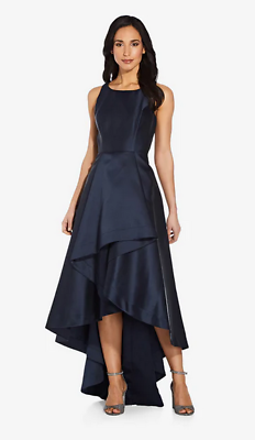 #ad Adrianna Papell High Low Mikado Gown With Asymmetrical Detail In Midnight Size: $141.99