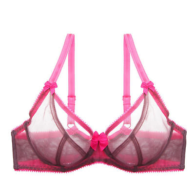 #ad Claudette New Classic Elsa Pink Mesh Dessous Bra Sexy Ladies Lingerie Women#x27;s $19.99