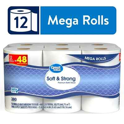 #ad Great Value Soft amp; Strong Premium Toilet Paper 12 Mega Rolls $9.35