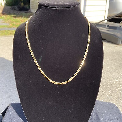#ad Gold Chain 14k Gold Vermeil Miami Cuban 22in 4mm .925 Italy $89.99