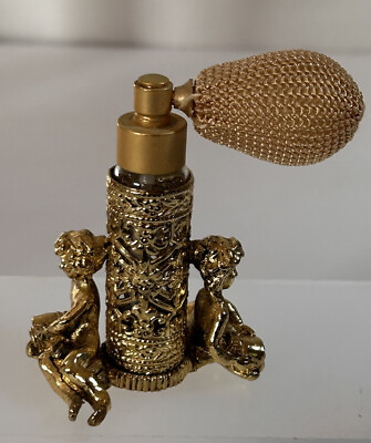 #ad Vintage STYLEBUILT Gold Plated Perfume Atomizer Holder w￼ Two Greco Roman Wm.VGC $50.00