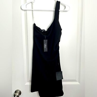#ad Lulus One Shoulder Black Bodycon Mini Dress Size XS NWT $32.30