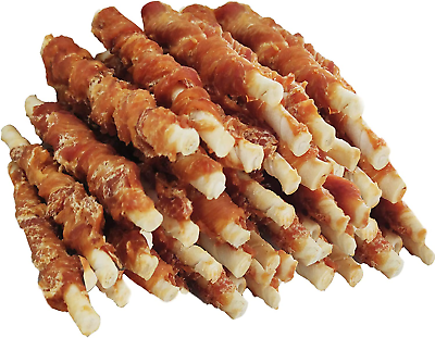 #ad MON2SUN Dog Rawhide Twist Chicken Hide Sticks 5 Inch for Puppy and Small Dogs 40 $30.57
