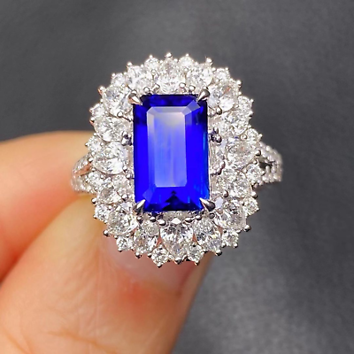 #ad 5 Carat Lab Created Blue Sapphire Diamond Ring Engagement Wedding Ring Jewelry $2660.00