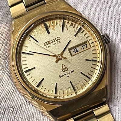 #ad SEIKO Superior Vintage Quartz Watch 4883 8100 JAPAN Gold TESTED Working 1977 $257.98
