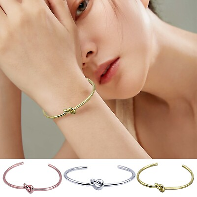 #ad Simple Knot Bracelet Fashion Trend Titanium Steel Knot Open Bracelet $8.91