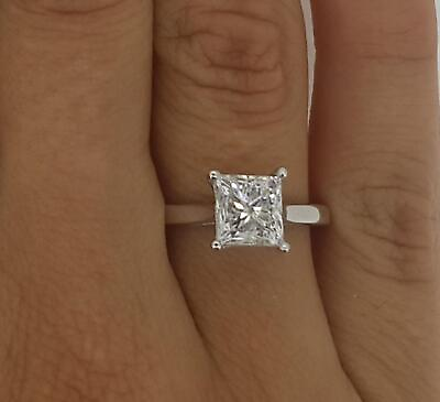#ad 1.5 Ct Cathedral Solitaire Princess Cut Diamond Engagement Ring SI1 F 14k $3088.00