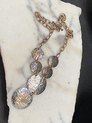 #ad 925 hammered disks Silver chain Neclace $90.00