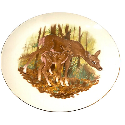 #ad decorative collectible decor plate deer forest woods doe fawn $20.00