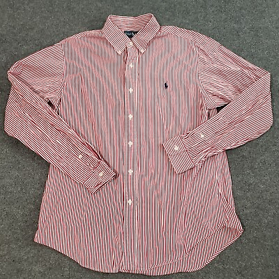 #ad ralph lauren button up shirt men#x27;s L custom fit stripes red $18.99