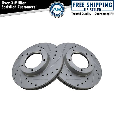 #ad Front Performance Drilled Slotted G Coated Disc Brake Rotor Pair New $67.42