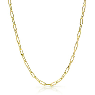 #ad 10k Yellow Gold 3mm Paperclip Chain Rolo Elongated Link Cable Necklace Women 18quot; $178.48