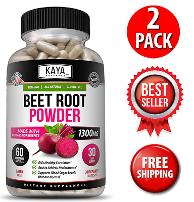#ad 2 Pack Organic Beet Root Powder 1300mg Per Serving 120 Capsules Total $18.36