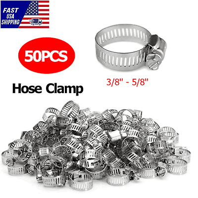 #ad #ad 50pcs HOSE CLAMPS 3 8quot; to 5 8quot; Adjustable Steel Band Worm Clip Universal Fit New $11.49