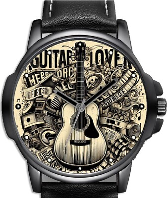 #ad Guitar Lover Art New n Rare Beautiful Design Stylish Quality Gift Wrist Watch GBP 31.94