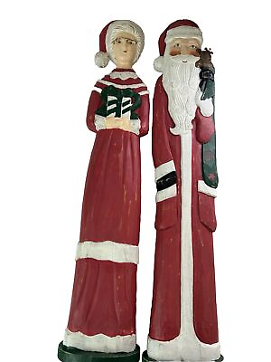 #ad 20quot; Wood Santa amp; Mrs Claus Pier 1 Christmas $33.73
