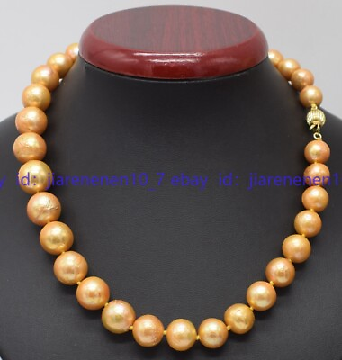 #ad Rare 12 15mm South Sea Golden Pearl Gemstone Necklace 18 36 Inch $78.96