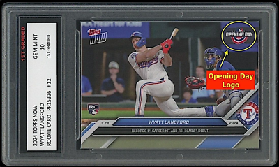 #ad Wyatt Langford 2024 Topps Now 1st Graded 10 Opening Day Logo Rookie Card Rangers $39.99