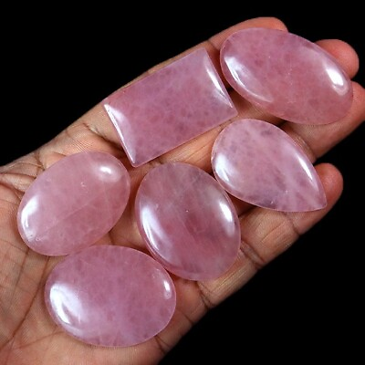 #ad Top Shade 434 Ct 6 Pcs Natural Pink Rose Quartz Mix Cab Gemstone Wholesale lot $27.99
