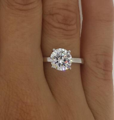 #ad 2 Ct 4 Prong Solitaire Round Cut Diamond Engagement Ring SI2 F White Gold 14k $3496.00