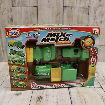 #ad Popular Playthings Magnetic Mix or Match Vehicles Popular Farms Construction Toy $21.99