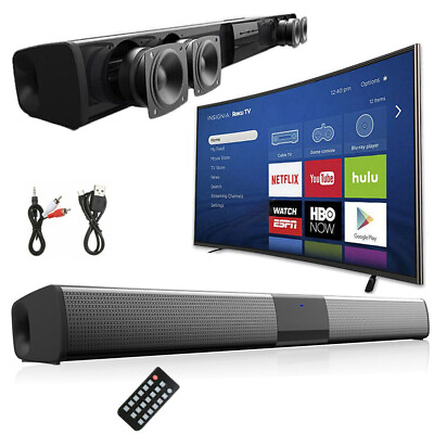 #ad Wireless Surround Sound Bar 4 Speaker System BT Subwoofer TV Home Theater Remote $36.79