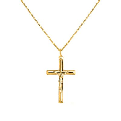 #ad 925 Sterling Silver Crucifix Jesus Christ Cross Pendant Silver Rope Necklace ... $48.88