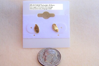 #ad Natural Gold Nugget Earrings: I mined the nuggets in the 1990#x27;s near Auburn Ca $148.00