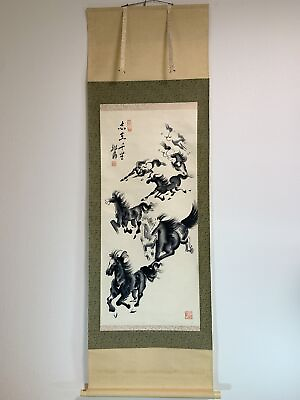 #ad HANGING SCROLL JAPANESE ART Painting calligraphy Hand Paint kakejiku #627 $38.99