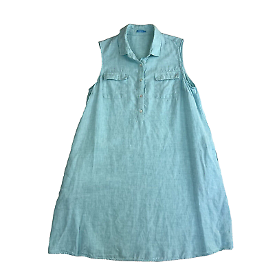 #ad J. MCLAUGHLIN Linen Collared Dress Aberdeen Sleeveless Crunchy Mini Women#x27;s XL $39.99