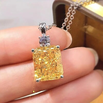 #ad #ad Unique Citrine Gem Pendant Necklace Jewelry Silver Plated Party Gift Women Girls $13.98