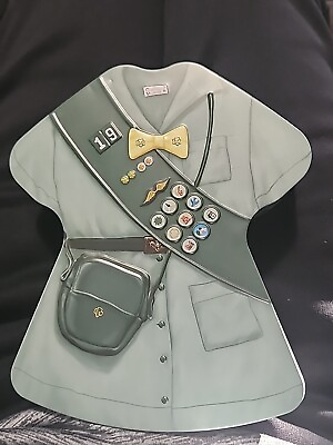 #ad 2019 Girl Scout Uniform Collectible Cookie Tin 7quot; x 6quot;x 2quot; $16.99