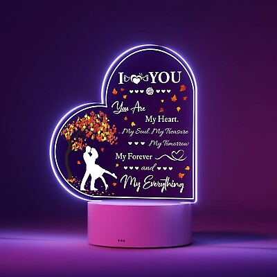 #ad 7 Color Acrylic Night Light Valentines Day Gift Birthday for Her Wife Girlfriend $27.44