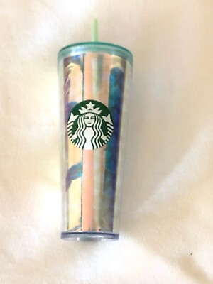 #ad Starbucks Iridescent Mermaid Logo Tumbler With Lid Straw 24oz Venti Cold Cup $14.99