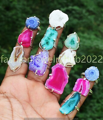#ad Quartz Drusy Gemstone Rings Wholesale Lot 925 Silver Plated Jewelry For Woman $142.49