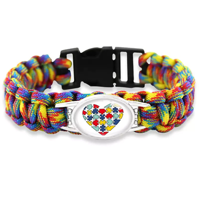 #ad Autism Awareness Paracord Bracelet Heart Puzzle Pieces FREE USA SHIPPING SHIPS F $7.99