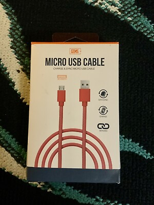 #ad Gems Micro USB Cable Braided 3 Feet Orange $1.00
