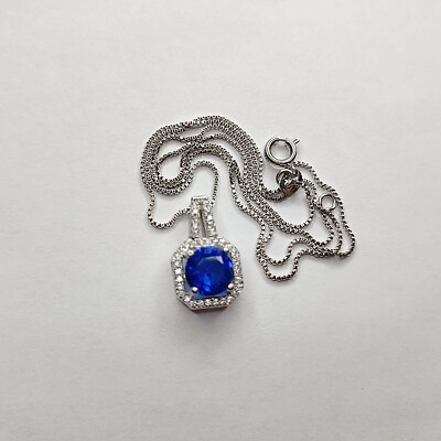 #ad 925 sterling silver blue sapphire necklace $25.00