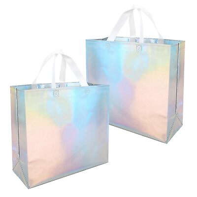 #ad #ad 16pcs Iridescent Gift Bags Large Size Reusable Holographic Goodie Bags with H... $26.71