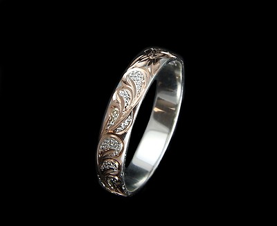 #ad 4MM ROSE GOLD PLATED SILVER 925 HAWAIIAN PLUMERIA SCROLL BAND RING SIZE 1 TO 12 $15.99