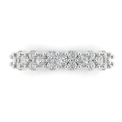#ad 0.90 ct Round Wedding Bridal Promise Band Ring 14k White gold simulated diamond $263.14