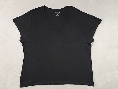 #ad J Crew Womens Black Studio Tee Short Sleeve V Neck Solid Size 3X $17.00