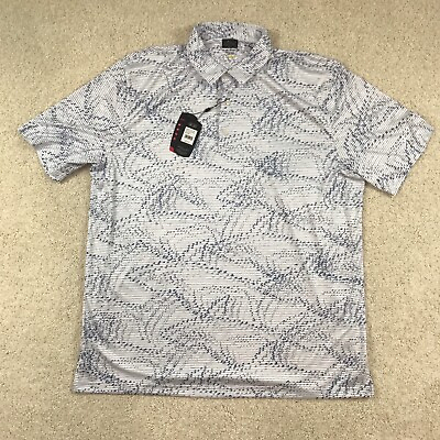 #ad Greg Norman Polo Golf Shirt Mens 2XL New Printed White Play Dry $39.99