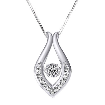 #ad Sparkle Simulated Diamond Pendant Chain Necklace 10K White Gold Plated Dancing $255.93