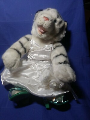 #ad Build A Bear White Tiger Plush 14” White Black w wedding gown and shoes pre own $10.19