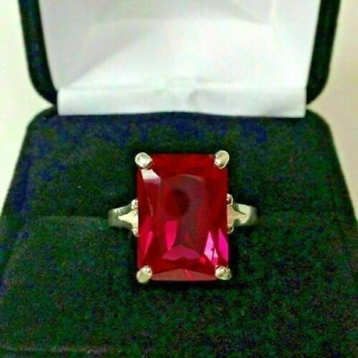 #ad 2Ct Red Ruby Emerald Simulated Engagement Solitaire Ring 14K Yellow Gold Plated $103.14