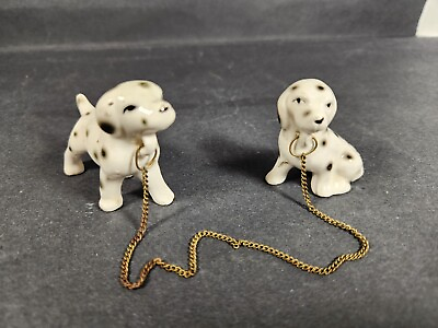 #ad Vintage Miniature Dalmation Puppy Dogs Figurines connected by chain 2 in. $12.00