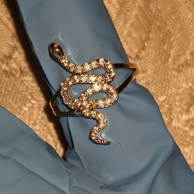 #ad Women Snake Ring 10K Yellow Gold Ring 0.50 Ct Simulated Diamond Fancy Snake $230.00